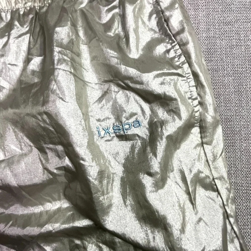 Ixspa by Jamie Sadock Windbreaker Pants Mens Large Metallic Silver Tapered Leg